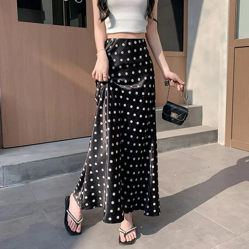 Jupe Sirène Mi-longue à Pois Bianca