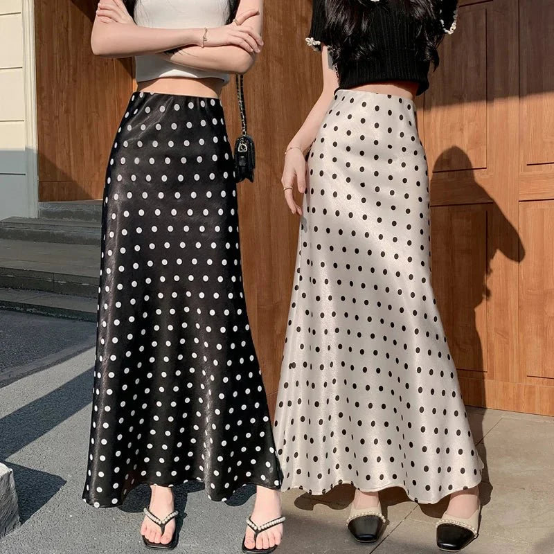 Jupe Sirène Mi-longue à Pois Bianca
