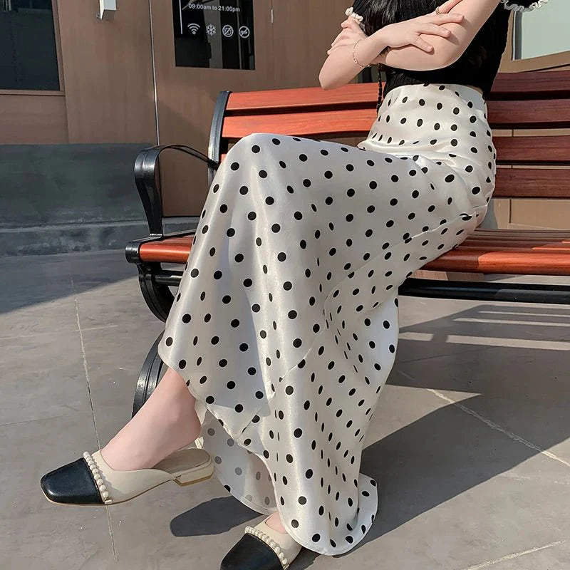 Jupe Sirène Mi-longue à Pois Bianca