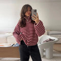 Pull zippé en maille Rouge