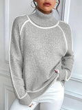 Pull Col Roulé Contrastant