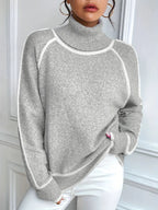 Pull Col Roulé Contrastant