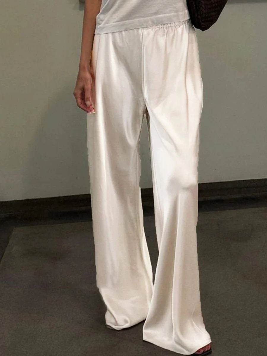 Pantalon large en satin