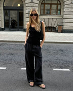 Pantalon large en satin