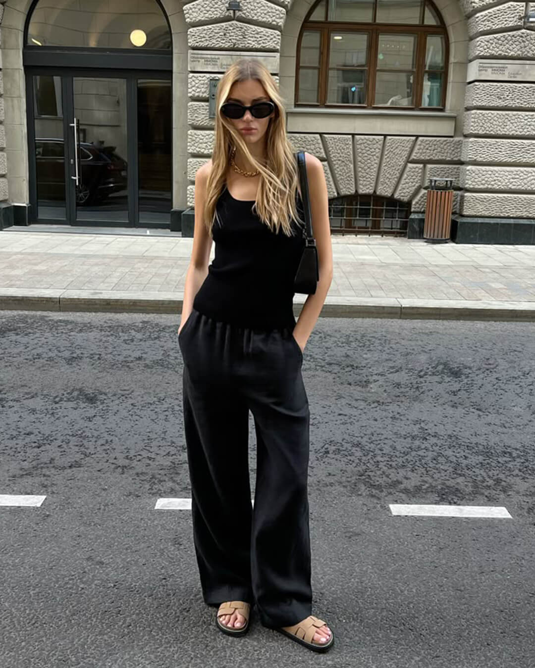 Pantalon large en satin
