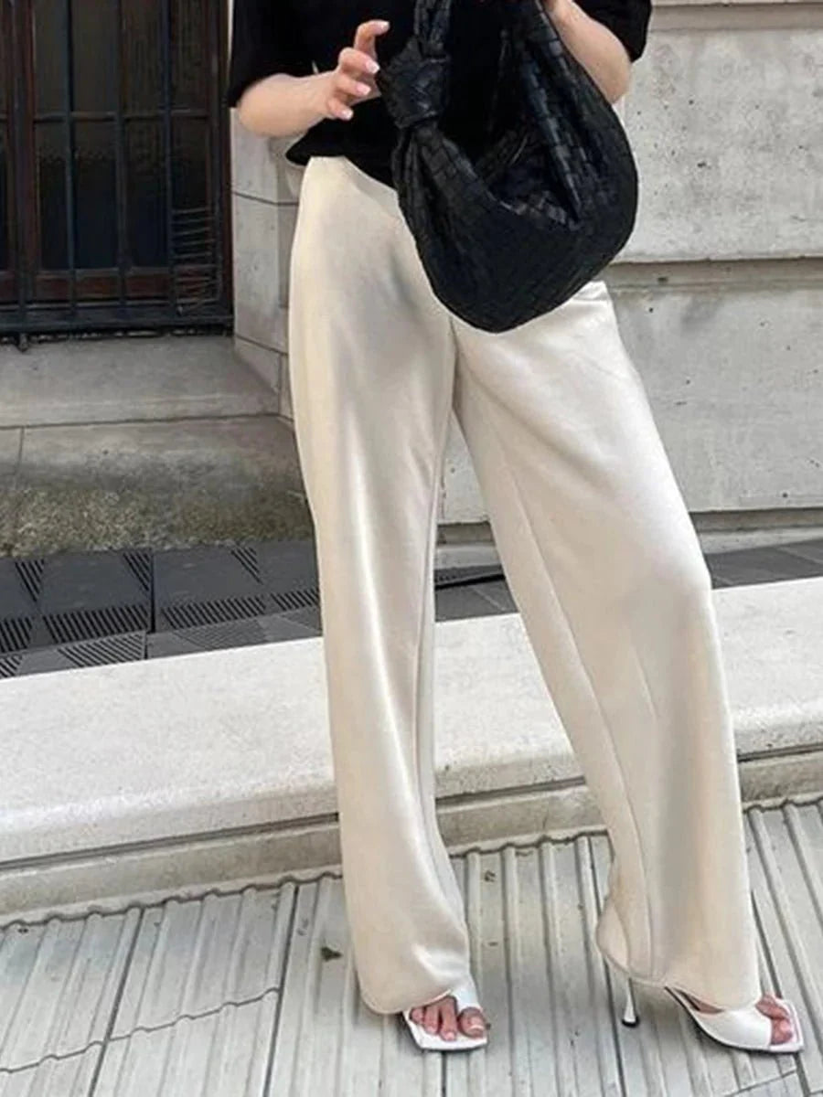 Pantalon large en satin