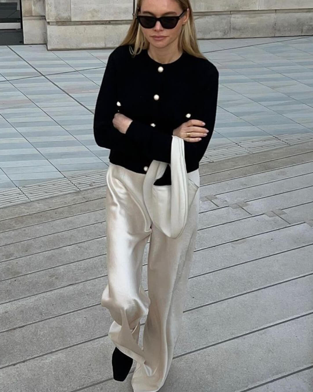 Pantalon large en satin