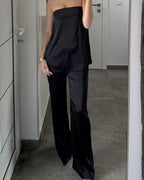 Pantalon large en satin