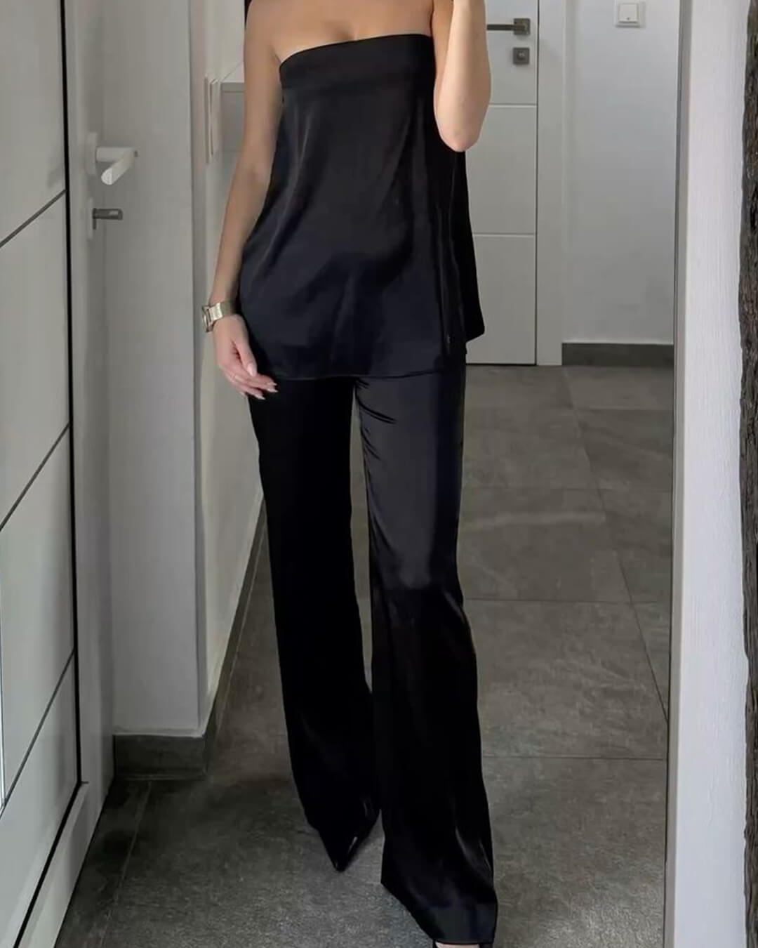 Pantalon large en satin